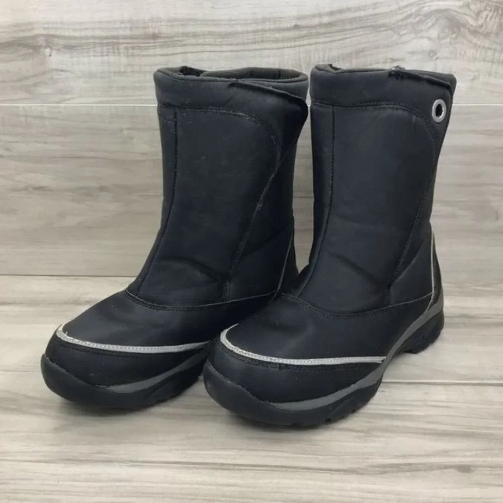 Lands End Boots Youth 5 Black Snow Winter Hook and Loop